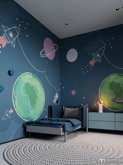 Space Baby Room, Accessories Living Room, Kids Room Ideas, Zimmer Diy, Space Themed Bedroom, Kids Room Murals, Space Themed Nursery, Accessories Aesthetic, Kids Bedroom Designs