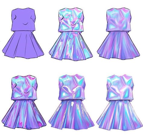 How To Draw Holographic Clothes, Hologram Tutorial Digital Art, Holographic Clothes Drawing Tutorial, How To Draw Irredescent, How To Paint Silk Digital Art, How To Color Holographic Digital, How To Draw Holographic Fabric, Holographic Drawing Tutorial, How To Draw Holographic