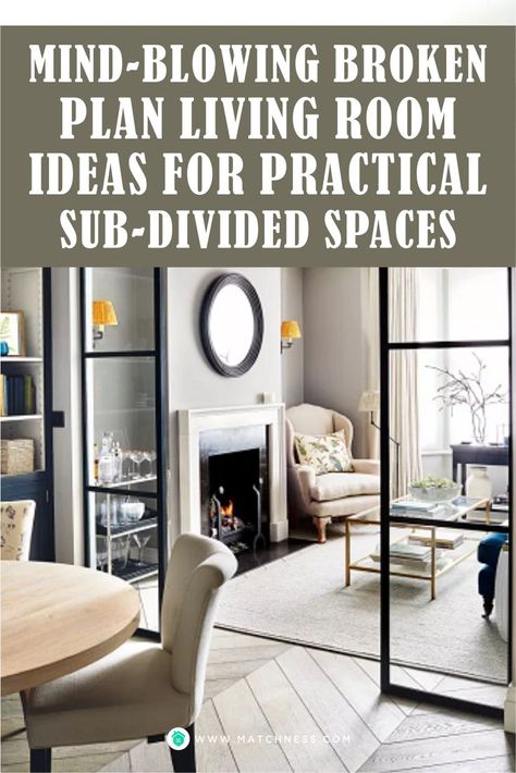 Crittall doors divide a living space with a smart way to break up a room without losing the impact of space and lights. The room is split into two, first, it shows us a formal room to entertain with a drinks trolley and velvet sofa. Second, it shows an entrance hall with plenty of bespoke storage available for many uses. #livingroomdesign #livingroomdecor #livingroomlayout Broken Plan Living, Crittall Doors, Drinks Trolley, Livingroom Layout, Living Room With Fireplace, Entrance Hall, Comfortable Sofa, Living Room Ideas, Large Homes