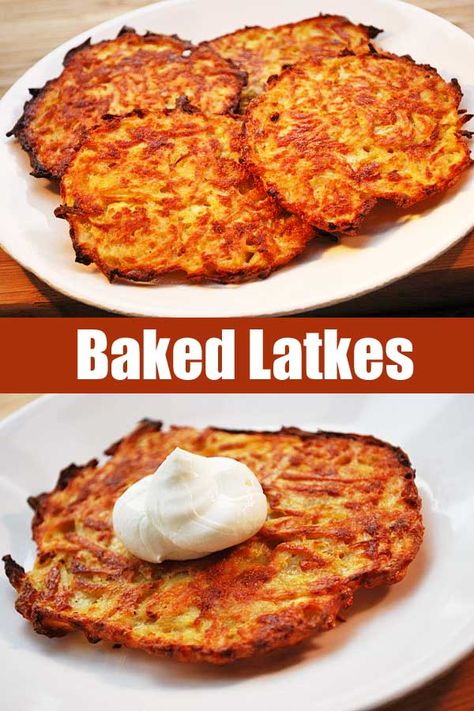 Baked Latkes Recipe, Latkes Recipe Easy, Baked Latkes, Baked Potato Pancakes, Hannukah Recipes, Latkes Recipe, Potato Latke Recipe, Pancakes Banana, Easy Homemade Pancakes