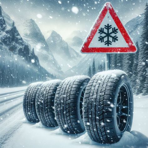 Close up different winter tires on a snowy road in the mountains - snow storm royalty free stock photo Kumho Tires, Snowy Road, Publication Facebook, Switch Board, Mountains Snow, Frame Christmas, Winter Tyres, Road Design, Winter Photo