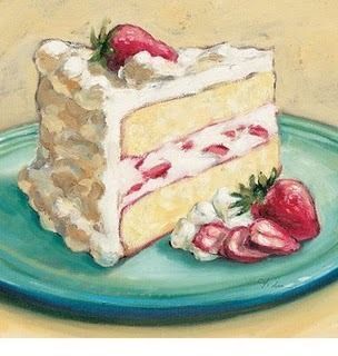 Desserts Drawing, Cake Drawing, Cake Illustration, Food Painting, A Piece Of Cake, Dream Cake, Painted Cakes, Piece Of Cake, Strawberry Cake