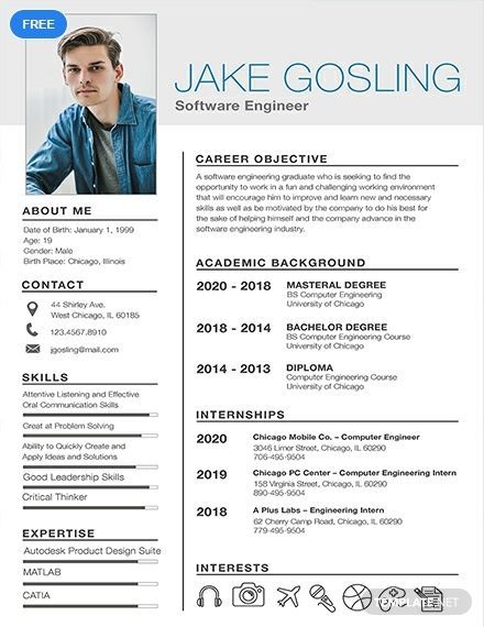 Download this free resume template for entry level software engineer applicants. Easy to edit with high-quality and printable content. This resume can effectively showcase a person's skills, experience, and education. Fresher Resume, Engineering Resume Templates, Simple Resume Format, Free Resume Template Word, One Page Resume Template, Engineering Resume, Resume Format For Freshers, Free Resume Template Download, Student Resume Template