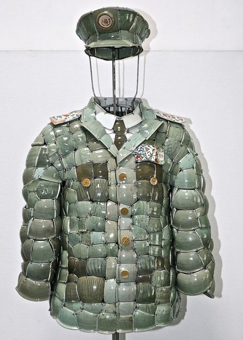 Li Xiaofeng Makes Clothing from Broken Porcelain | Hi-Fructose Magazine Unconventional Materials, Mosaic Pots, Mannequin Art, Fire Art, Porcelain Art, Recycled Art, Ceramic Materials, Ceramic Sculpture, Chinese Art