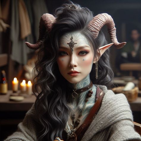 Beautiful Demon, Tiefling Female, Capricorn Woman, Mythical Creatures Fantasy, Capricorn Women, Demon Girl, Fantasy Images, Fantasy Setting, Woman Art