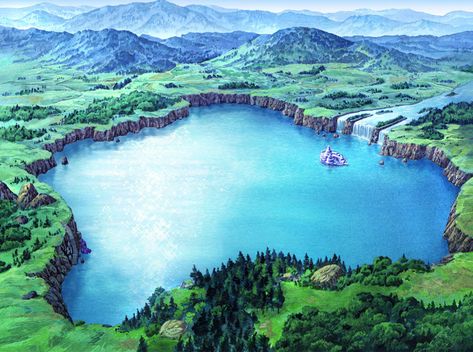 Lake Illustration Lake Map Art, Lake Illustration, Fantasy Adventurer, Dnd Backgrounds, V Art, Underwater City, Lake Map, Lake Art, Lake Landscape