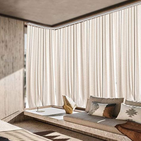 Ceiling Track Curtains, Media Bedroom, Track Curtains, Flexible Curtain Track, Ceiling Curtain Track, Heavy Curtains, Metal Curtain Rod, Curtains Decor, Ceiling Curtains