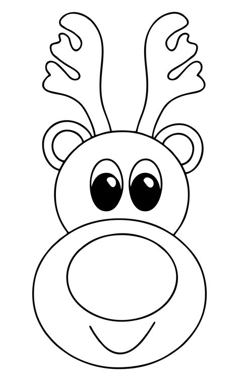 Reindeer Face Template Printable Reindeer Christmas Art, Cartoon Reindeer Face, Paper Reindeer Template, Rudolph Printable, Reindeer Face Svg, Reindeer Face Drawing, Reindeer Outline Free Printable, Reindeer Template Pattern, Reindeer Craft Toddler