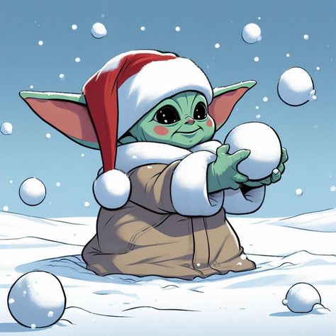 Cute Disney Characters Drawing, Disney Christmas Window, Baby Yoda Navidad, Baby Yoda Dibujo, Christmas Character Art, Baby Yoda Drawing, Grogu Christmas, Ashoka Star Wars, Christmas Baby Yoda