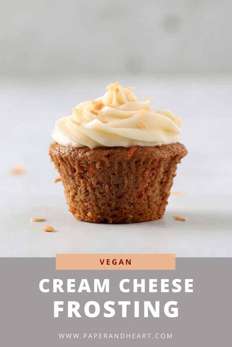 This vegan cream cheese frosting is just the right kind of sweet and tangy. It's so easy to work with and pipes beautifully! It's smooth and creamy and immediately improves anything you put it on. | paperandheart.com #frosting #cream cheese #plantbased #easy Frosting Cream Cheese, Spring Cooking, Vegan Buttercream Frosting, Vegan Cream Cheese Frosting, Buttercream Frosting Cake, Vegan Buttercream, Carrot Cake Cupcakes, Vegan Cream, Vegan Cake Recipes