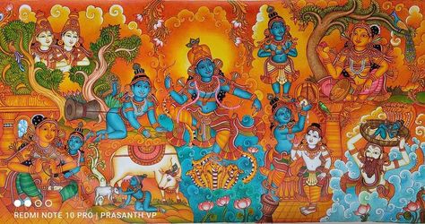 Mural Paintings, Kerala Mural Painting, Indian Art Gallery, Artwork Canvas, Tanjore Painting, Indian Folk Art, Indian Art Paintings, Mural Wall Art, Traditional Paintings