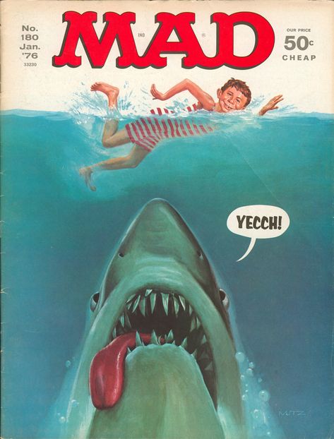 Jaws Movie Poster, Jaws Movie, Mad Magazine, Mad World, Bd Comics, Shark Week, Summer Vintage, Vintage Magazines, The Good Old Days