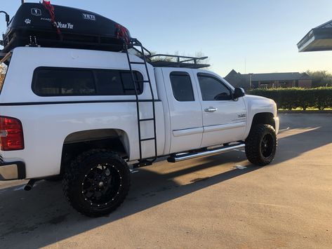 Chevy Silverado Camper Shell, Overland Silverado, Gmc Sierra 1500 Accessories, Gmc At4, 2011 Chevy Silverado, Truck Topper, Truck Camper Shells, Chevy 4x4, Truck Bed Camping