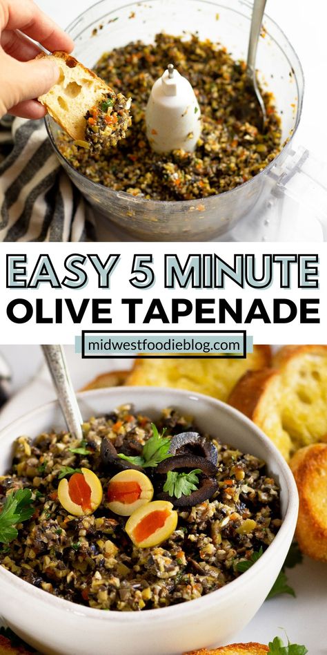 Green Olive Tapenade, Olive Tapenade Recipe, Recipe With Garlic, Tapenade Recipe, Crostini Appetizers, Pizza Topping, Olive Recipes, Olive Tapenade, Garlic Recipes