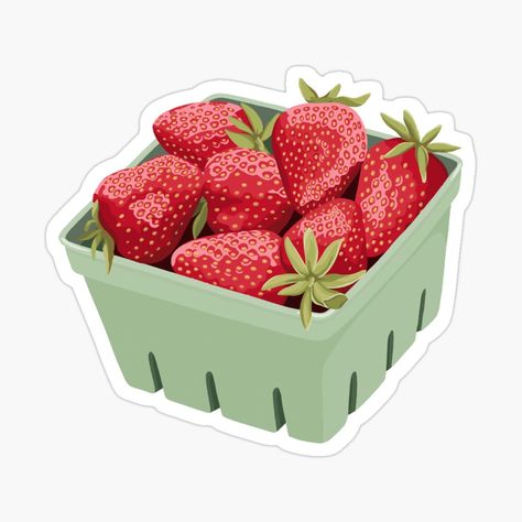 Get my art printed on awesome products. Support me at Redbubble #RBandME: https://www.redbubble.com/i/sticker/Strawberry-Basket-by-jamiemaher15/146127603.EJUG5?asc=u Strawberry Stickers Aesthetic, Cute Strawberry Sticker, Strawberry Sticker, Strawberry Basket, Strawberry Art, Cute Strawberry, Redbubble Designs, Basket Design, Sticker Cute