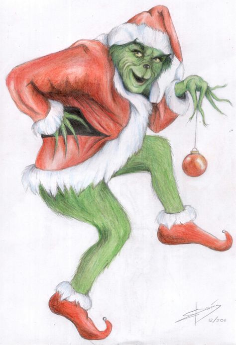 The Grinch as Sam-in-Motion of DeviantArt. O Grinch, Grinch Drawing, Xmas Drawing, Christmas Sketch, Christmas Tree Drawing, Grinch Christmas Tree, Tree Drawing, Christmas Drawing, Color Pencil Drawing