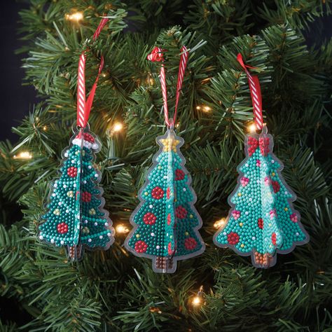 Christmas Tree 3D Diamond Art Ornaments Kit by Make Market® Ribbon Tree, Art Ornaments, 3d Diamond, Ornament Kit, Christmas Tree Design, Tiny Diamond, Tree Shapes, Ribbon Crafts, Art Kit