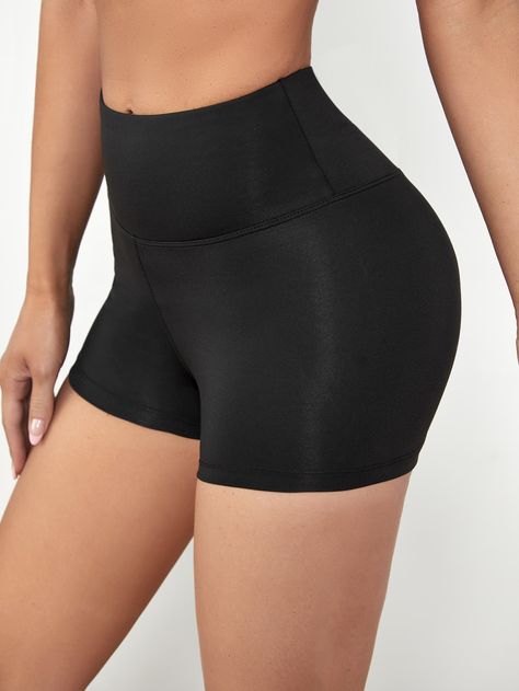 Black    Polyester Plain  Embellished Medium Stretch  Women Activewear Short Legging, Sports Shorts Women, Women Sports, Sports Shorts, Short Leggings, Body Shapers, Sport Shorts, Active Wear For Women, Workout Shorts