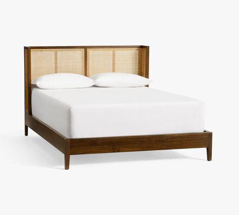 Prescott Cane Bed | Pottery Barn Bed Dark Wood, Unique Bedroom Furniture, Bed Dark, Cane Bed, Unique Bedroom, Master Bed, Queen Size Bed, Room Planner, Master Bedding