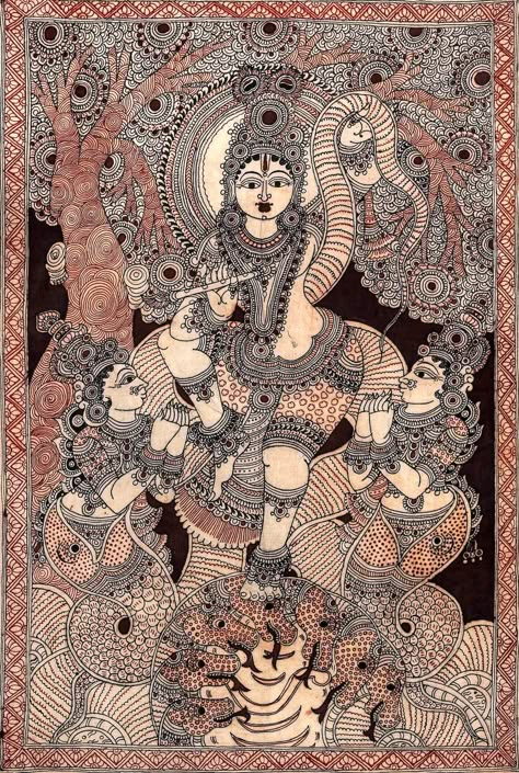 Hindu Paintings, Indian Deities, Thanjavur Painting, Persian Words, Kalam Kari, Indian Traditional Art, Art Krishna, Kalamkari Art, Indian Traditional Paintings