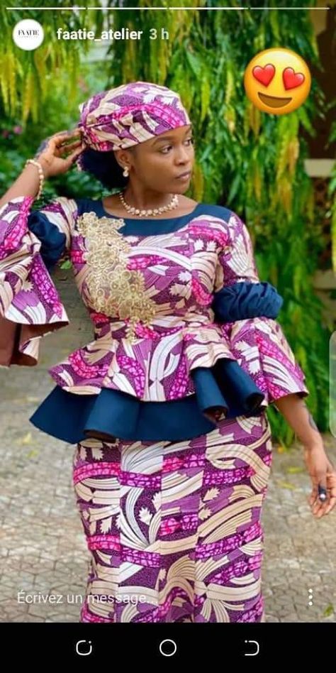 Membeso Outfits, Ankara Peplum Top And Skirt, Pin Outfits, Senegal Dress, Hausa Ankara Skirt And Blouse, Peplum Top And Skirt, Latest Blouse Styles, Ankara Design, Skirt And Blouse Styles