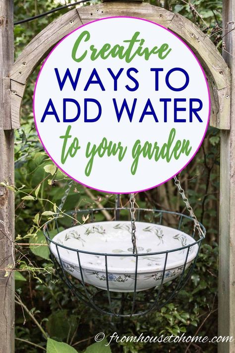 Water Features For The Yard, Ground Water Feature, Water Feature Ideas, Japanese Inspired Garden, Hanging Bird Bath, Diy Water Feature, Water Feature Wall, House To Home, Diy Water Fountain