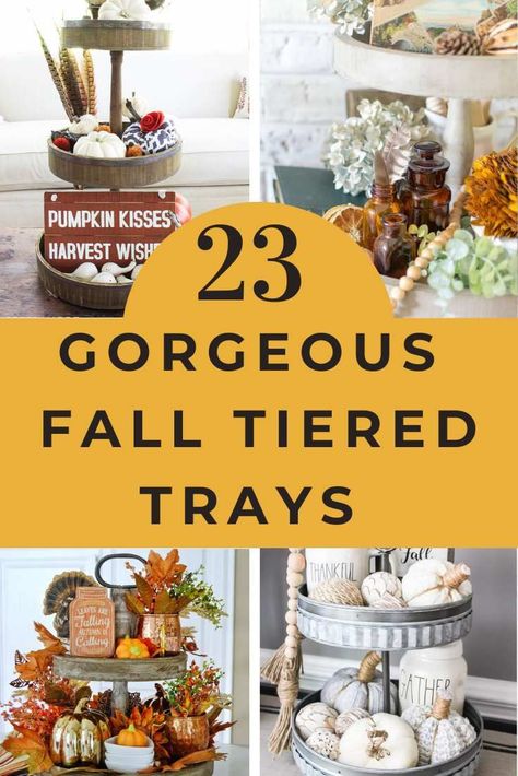 Elevate your fall decor game with our curated list of 23 incredible ideas for styling tiered trays. From pumpkins to cozy accents, discover the perfect autumn touch for your home. Fall Tiered Tray Decor Ideas, Tiered Tray Decor Ideas, Tray Decor Ideas, Three Tier Tray, Decorating Ideas For Fall, Pumpkin Uses, Fall Tiered Tray Decor, Easy Fall Decor, Tiered Tray Diy