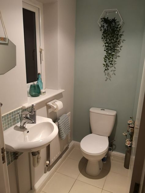 Light Teal Bathroom Ideas, Light Teal Bathroom, Small Downstairs Bathroom, Teal Bathroom Ideas, Turquoise Bathroom, Teal Bathroom, Brighton Houses, Downstairs Bathroom, Light Teal