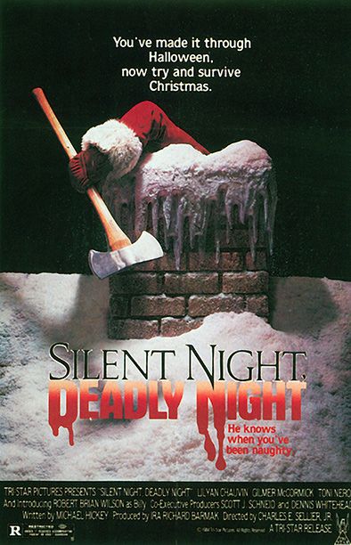 **Charle Sellier, Jr. ‘Silent Night, Deadly Night’ Scary Christmas Wallpaper, Scary Christmas Movies, Christmas Wallpaper Gif, Scary Novels, Silent Night Deadly Night, Christmas Horror Movies, Surviving Christmas, Christmas Wallpaper Ideas, Holiday Horror