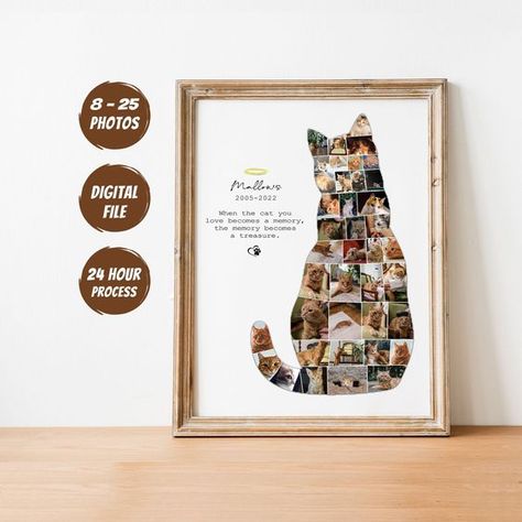 EDITABLE 26 photos, Custom Memorial Photo Collage Template Gift for Cat, Remembering Pet Cat Photo Album Poster Collage Cat, Collage Gifts, Diy Chat, Cat Template, Birthday Photo Collage, Photo Collage Gift, Mood Board Template, Photoshop Collage, Framed Photo Collage