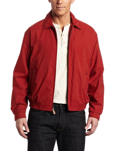 London Fog Men's Zip-Front Golf Jacket at Amazon Men’s Clothing store: Windbreaker Greaser Jacket, Red Jacket Outfit, 80s Mens Fashion, 1950s Mens, Double Entry, Golf Jacket, Rockabilly Outfits, 80s Mens, Golf Jackets