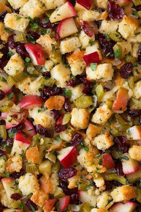 Apple Cranberry and Rosemary Stuffing Stuffing Apple, Apple Cranberry Stuffing, Rosemary Stuffing, Thanksgiving Casseroles, Cranberry Stuffing, Easy Stuffing Recipe, Stuffing Recipes For Thanksgiving, Homemade Stuffing, Thanksgiving Stuffing