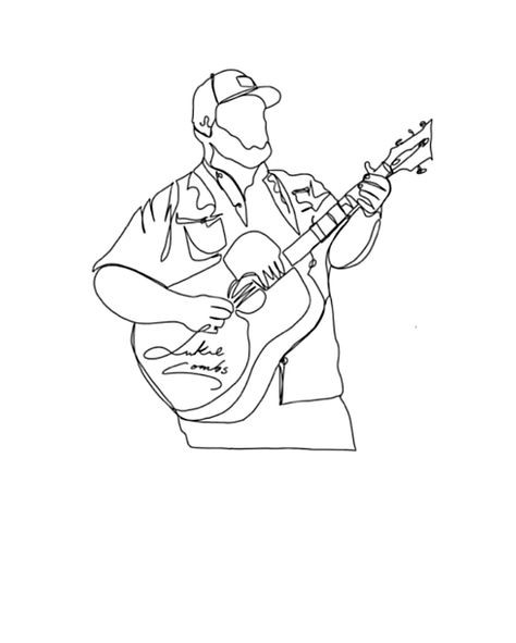 Luke Combs Tattoo Ideas, Guy Playing Guitar, Saxophone Tattoo, Drawing Guy, Cafe Mural, Playing A Guitar, Country Tattoos, Luke Combs, Music Drawings