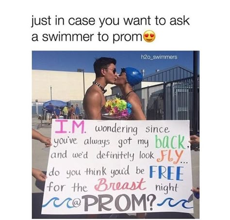 SOMEONE PLEASE DO THIS FOR ME IM BEGGING YOU Swimmer Memes, Swimmer Quotes, Swimming Jokes, Cute Homecoming Proposals, Swimming Funny, Cute Prom Proposals, Swimming Motivation, Swimming Memes, Dance Proposal