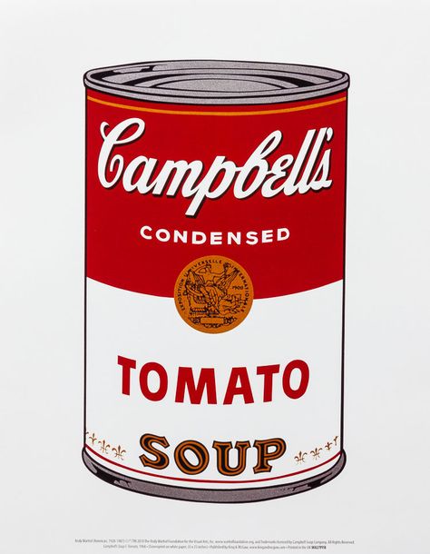 Andy Warhol poster : Campbell's soup, Tomato, 1968 Andy Warhol Poster, Art Andy Warhol, Campbell's Soup Cans, Andy Warhol Art, 1980s Art, Warhol Art, Campbell Soup, Pop Art Posters, Pop Art Print