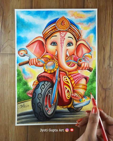 Cute Ganesh Ji Drawing, Ganesh Ji Pencil Sketch, Ganesh Ji Drawing, God Drawing, God Painting, Pencil Sketches Easy, Ganesha Drawing, Ganesh Art Paintings, Drawing Superheroes