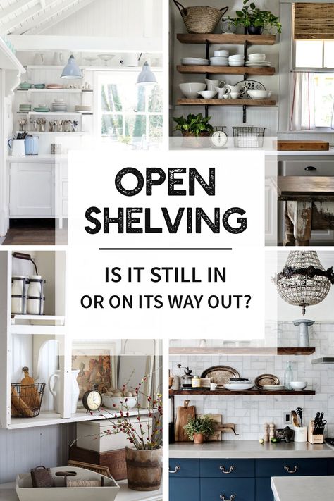 Join me here for the great debate! Open shelving - is it still in, or on its way out? Cruise through images of open shelving, hear all the opinions, and see if you can decide for yourself. Painting Interior Doors Black, Open Kitchen Cabinets, Farmhouse Side Table, Cute Dorm Rooms, Open Kitchen Shelves, Shelving Ideas, French Country Farmhouse, Room Transformation, Free Standing Bath Tub