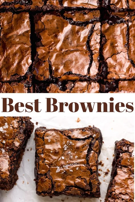 Looking for the best brownie recipe? These are the best brownies ever! Chewy and fudgy, these are perfect for fall baking to Christmas baking and Christmas cookies! Brownies Sallys Baking, Easy Baking Recipes Brownies, Better Than Boxed Brownies, The Best Brownies Recipe, Super Easy Brownie Recipe, Brownies Made With Melted Chocolate Chips, Brownie Recipes Large Batch, How To Make The Best Brownies, Scratch Brownies Homemade