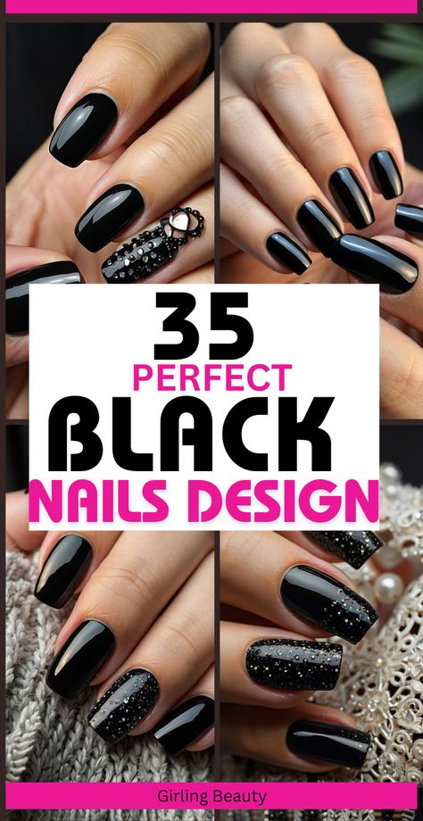 See black nail design ideas that will make your nails stand out. From sleek matte finishes to intricate patterns and embellishments, these black nail designs are perfect for any occasion. Black Finger Nail Designs, Acrylic Nail Pattern Ideas, Shirt Black Nail Designs, Black Nails Accent Nail, Black And Neutral Nail Designs, Matte Black Nails Design Ideas, Modern Black Nails, Professional Black Nails, Square Black Nails Design