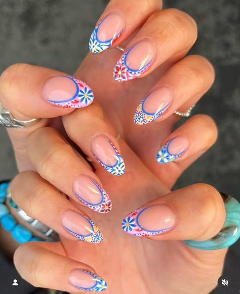 Beach Vacay Nails, Italy Nails, Vacay Nails, Beachy Nails, Girly Acrylic Nails, Beach Vacay, Cute Gel Nails, Blue Nail, Short Acrylic Nails Designs