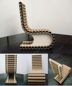 Toob - Recycled Chair Bamboo Furniture Diy, Meja Sofa, Cardboard Chair, Bamboo Diy, Recycle Design, Cardboard Design, Paper Furniture, Bamboo Crafts, Bamboo Furniture