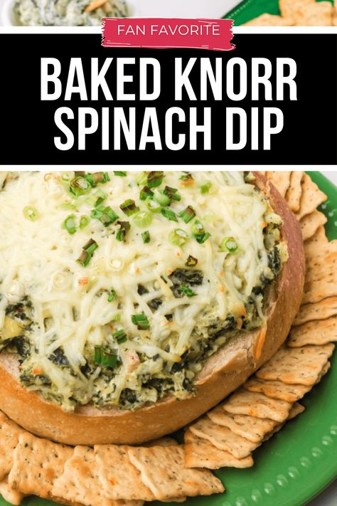 This Baked Knorr Spinach Dip is the perfect warm party dip. When you want your party to have a warm and creamy dip than this recipe will be the start appetizer. Bread Bowl Spinach Dip, Creamed Spinach Dip, Spinach Dip Bread Bowl, Cheese Spinach Dip, Warm Spinach Dip, Dip For Parties, Bread Bowl Dip, Baked Spinach Dip, Knorr Spinach Dip