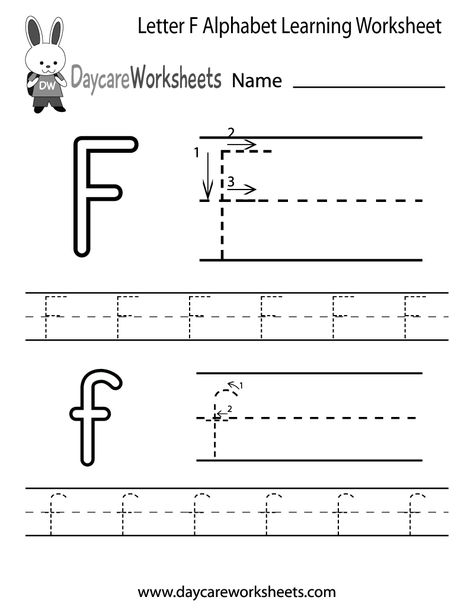 Preschoolers can color in the letter F and then trace it following the stroke order with this free alphabet worksheet. Learn the alphabet with printables. Preschool Letter B, Letter Q Worksheets, Letter D Worksheet, Letter B Worksheets, Kindergarten Letters, Alphabet Learning, Printable Alphabet Letters, Learning Printables, Alphabet Worksheets Preschool