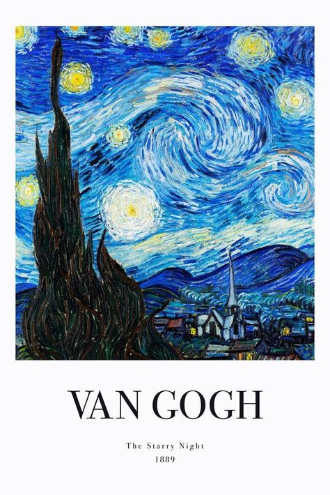 فنسنت فان جوخ, Foto Muro Collage, Famous Art Paintings, Gogh The Starry Night, Printable Wall Collage, Art Masterpieces, Arte Van Gogh, Polaroid Poster, Art Exhibition Posters