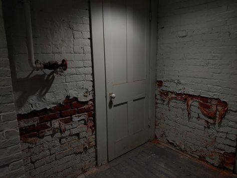 Liminal Room Aesthetic, Creepy Door Aesthetic, Liminal Space Aesthetic Creepy Wallpaper, Basement Creepy Aesthetic, Liminal Space Basement, Basement Dark Aesthetic, The Black Phone Basement, Home Invasion Aesthetic, Secret Lab Aesthetic