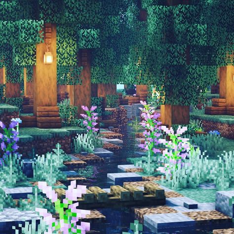 Minecraft Custom Forest, Minecraft River Ideas, Minecraft Forest Builds, Minecraft River, Minecraft Waterfall, Minecraft Forest, Creek Ideas, Minecraft Stream, Minecraft Houses Survival