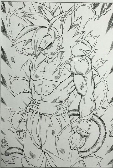 Dessin : Son Gokū (Kakarotto) Super Saiyajin 4 Ssj4 Goku Drawing, Goku Ssj4 Drawing, Dragon Ball Super Drawings, Dragon Ball Z Sketch, Goku Art Drawings, Dragon Ball Drawing, Goku Ui, Super Saiyan 4 Goku, Goku Ssj4