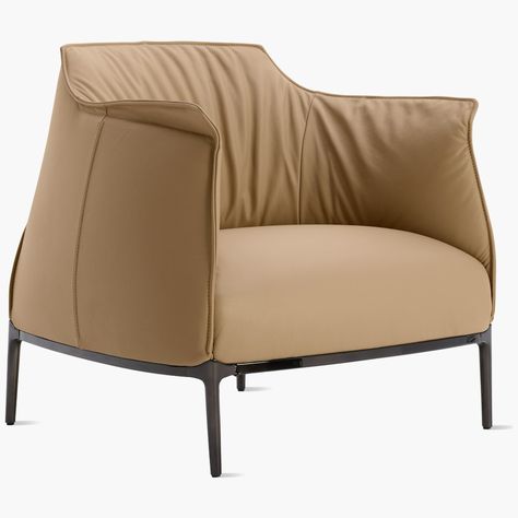 French architect and designer Jean-Marie Massaud plays with proportion and line in his Archibald Armchair (2009) for Poltrona Frau, juxtaposing a wide, deep, and sheltering seat with slender, gently turned arms and slim gunmetal legs. The collection’s tactile, meditative pieces are accented by subtle flourishes and softly undulating upholstery, adding comfort and elegance to any room. Beautifully hand-upholstered by the artisans of Poltrona Frau in Italy. | Archibald Standard Armchair, Camel Hai Jean Marie Massaud, Poltrona Frau, Large Armchair, Sleeper Chair, Armchair Design, Chairs Armchairs, Design Within Reach, Lounge Chairs, Recliner