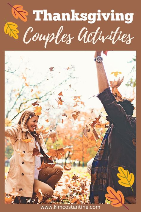 Are you looking for activities you can do as a couple this Thanksgiving. We have 20 Thanksgiving couple activity ideas for you! Here are just a few: Take a walk or hike with your partner, bake something togehter, make some couples cocktails, play Thanksgiving games, make some fall arts and crafts, cook together, plan a date night or a romantic getaway! Start a new holiday tradition, play the gratitude game or make a gratitude tree. And don't forgrt to take lots of couples Thanksgiving photos. Couples Fall Activities, Thanksgiving For Couples, Thanksgiving With Boyfriend, Thanksgiving Date Ideas, Couples Activity Ideas, Marriage Activities, Apartment Thanksgiving, Couple Activity Ideas, Thanksgiving Activities For Adults