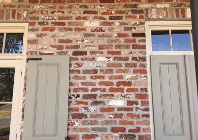 New Orleans Olds - Mike Baker Brick New Orleans Brick House Exterior, Exterior Brick Panels, Green Shutters On Brick House, Brick Exterior Colors Schemes, Red Brick House Exterior, Red Brick Exteriors, House Brick, French Country Exterior, Brick House Exterior